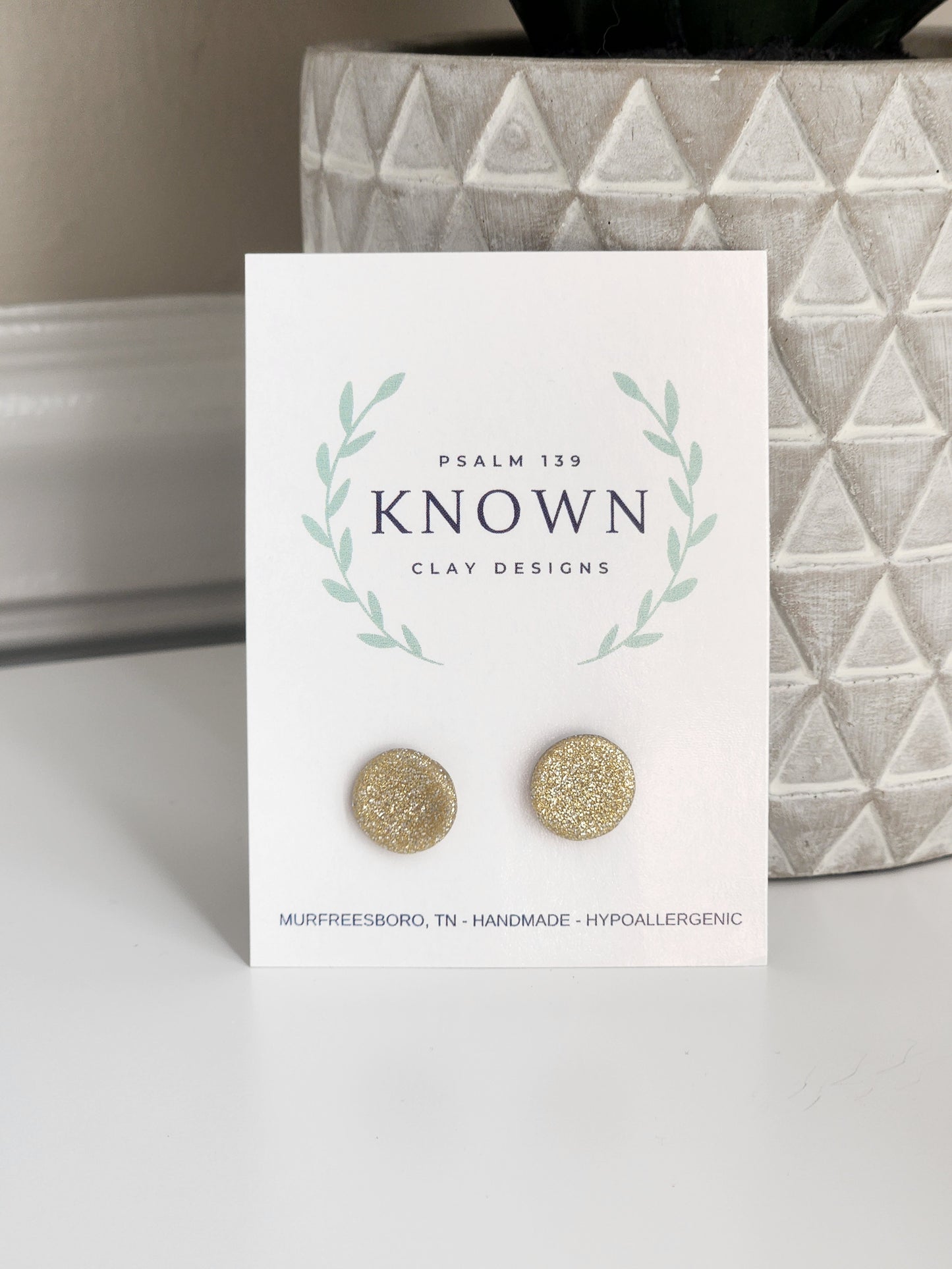 Glitter Gold Clay Studs
