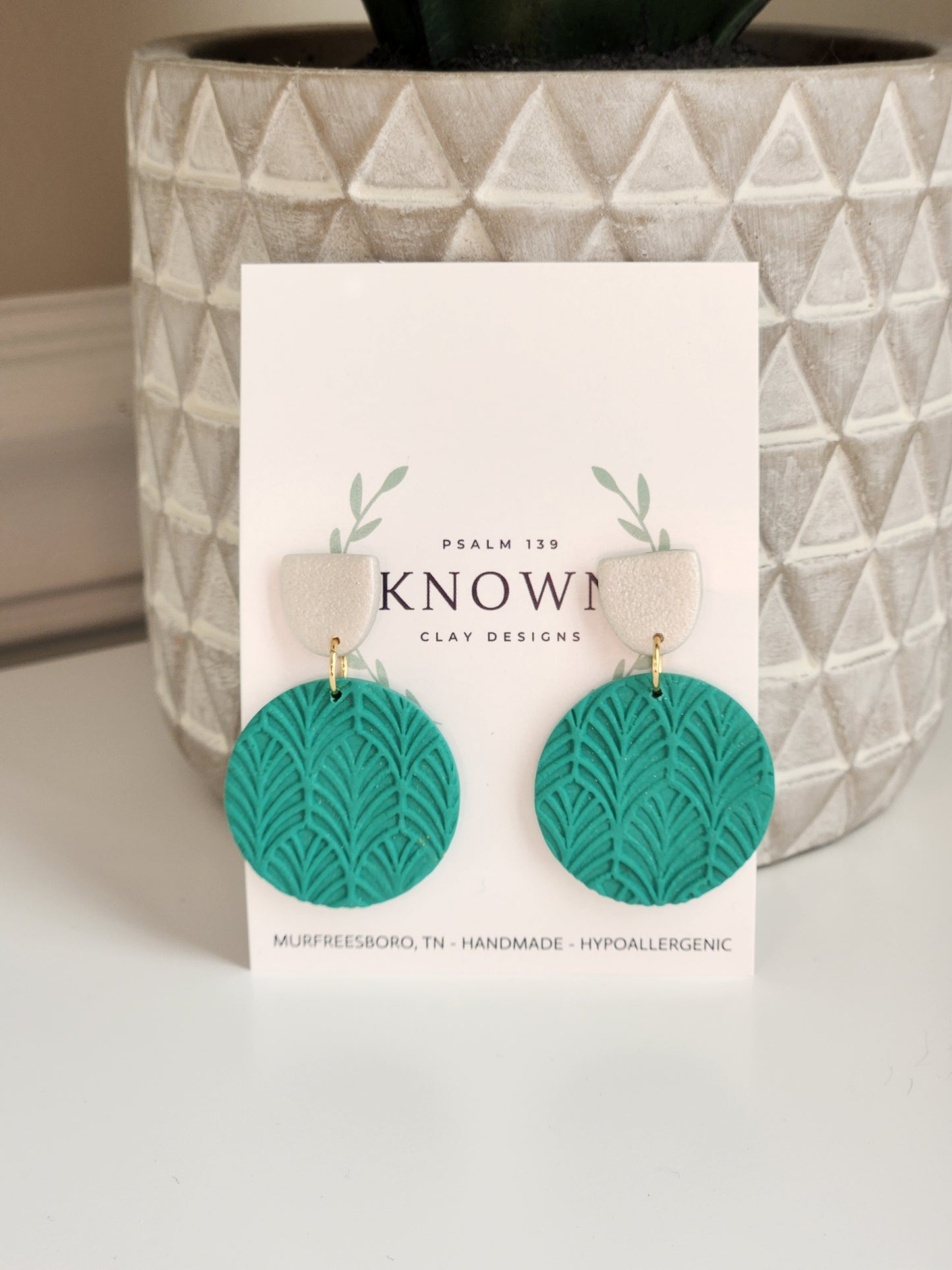 Green Leaf Circle Dangles