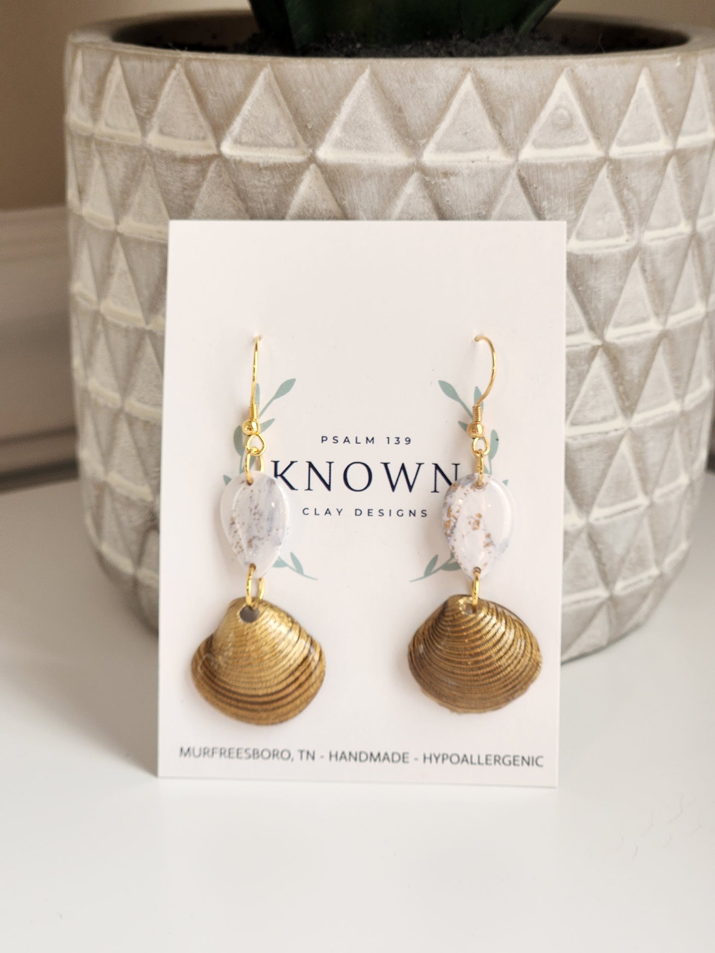 Marble Shell Dangles