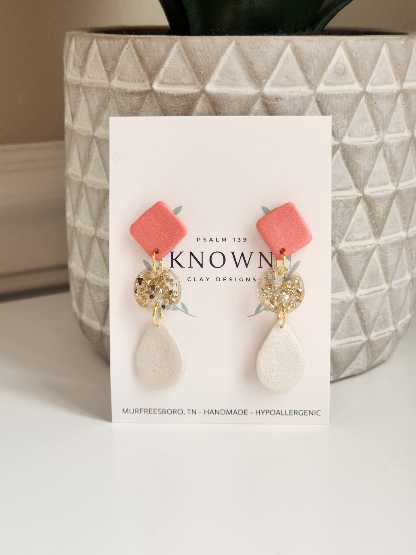 Pinky Peach Sparkly Dangles