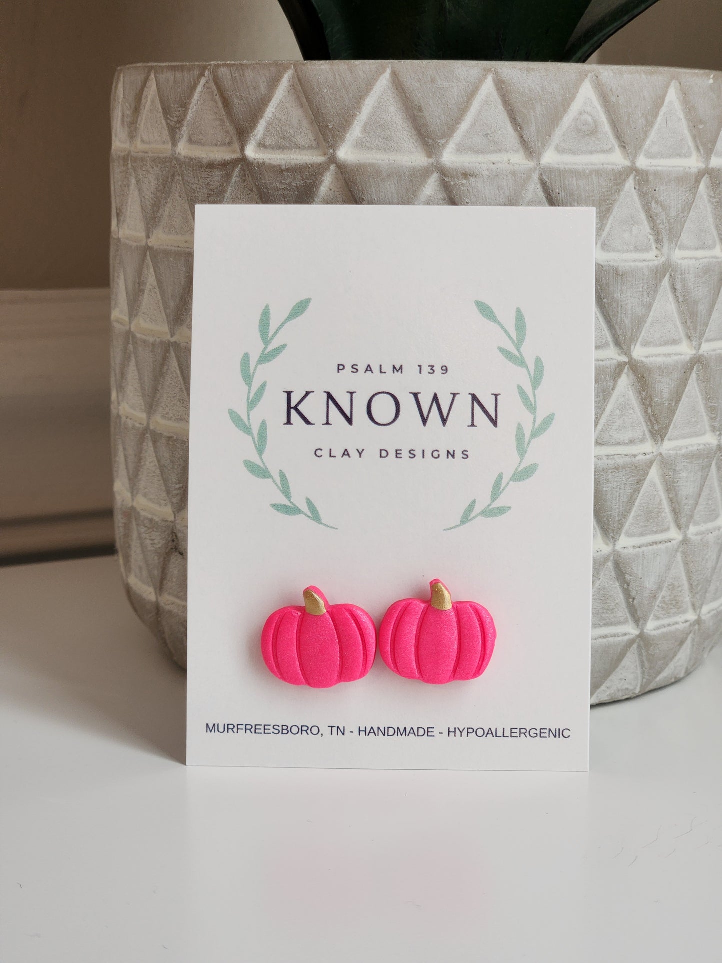 Hot Pink Pumpkin Studs