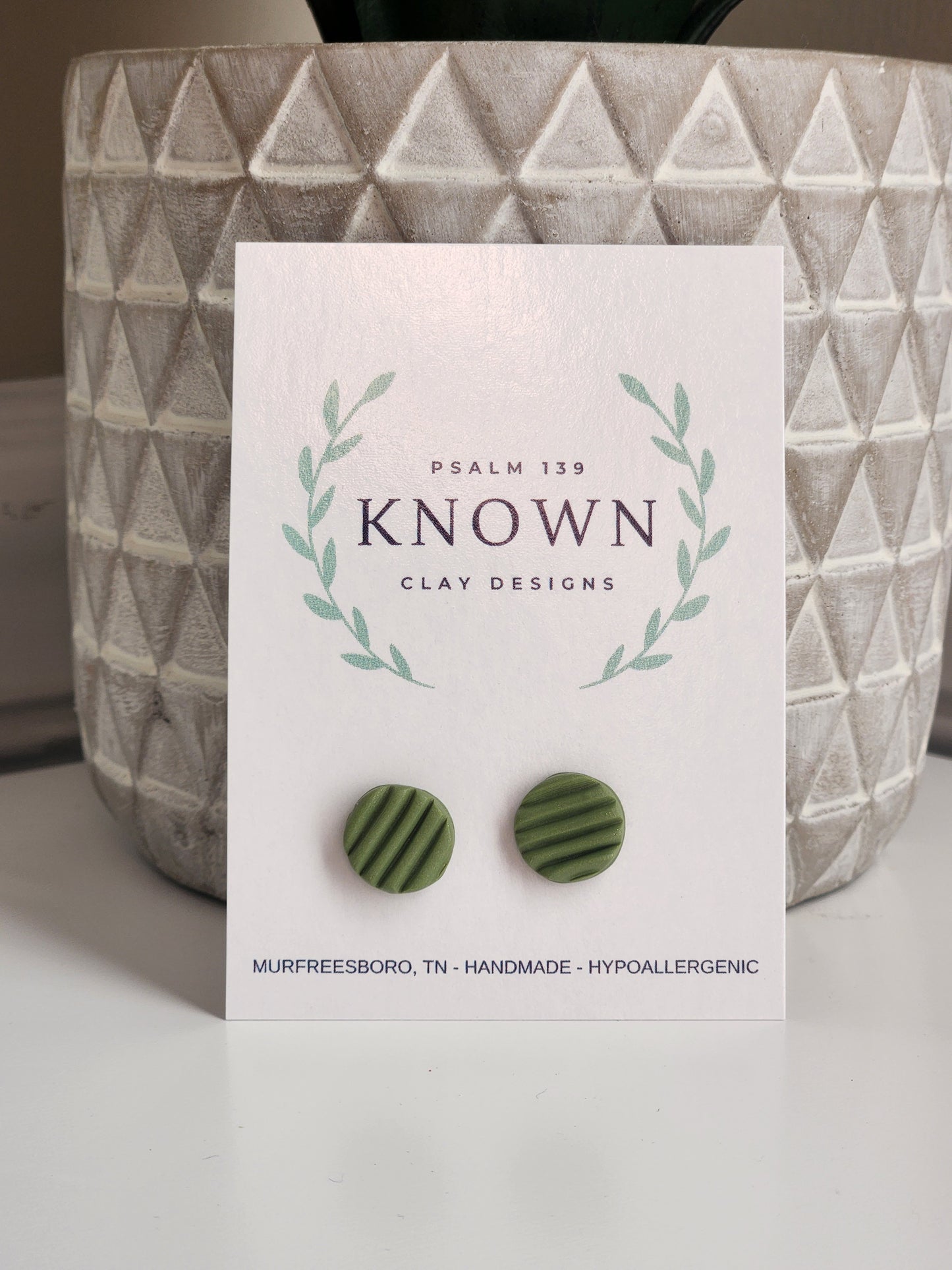 Green Stripe Studs